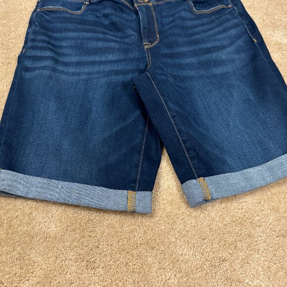 Womens Apt 9 Bermuda Shorts Denim Stretch Tummy Control Size 14 Mid Rise NWT New - Picture 2 of 6